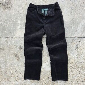 Ralph Lauren Jeans Corduroy Pants Sz 10 Black Relaxed Mom 90s Y2K Hong Kong VTG